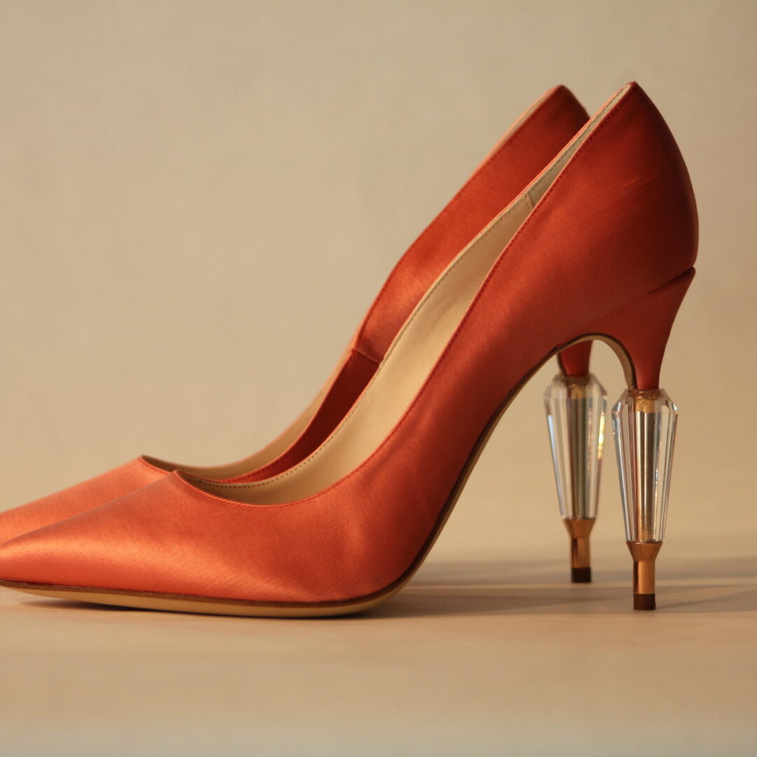 Pink Satin Pump Décolleté with 18K Rose Gold Heel