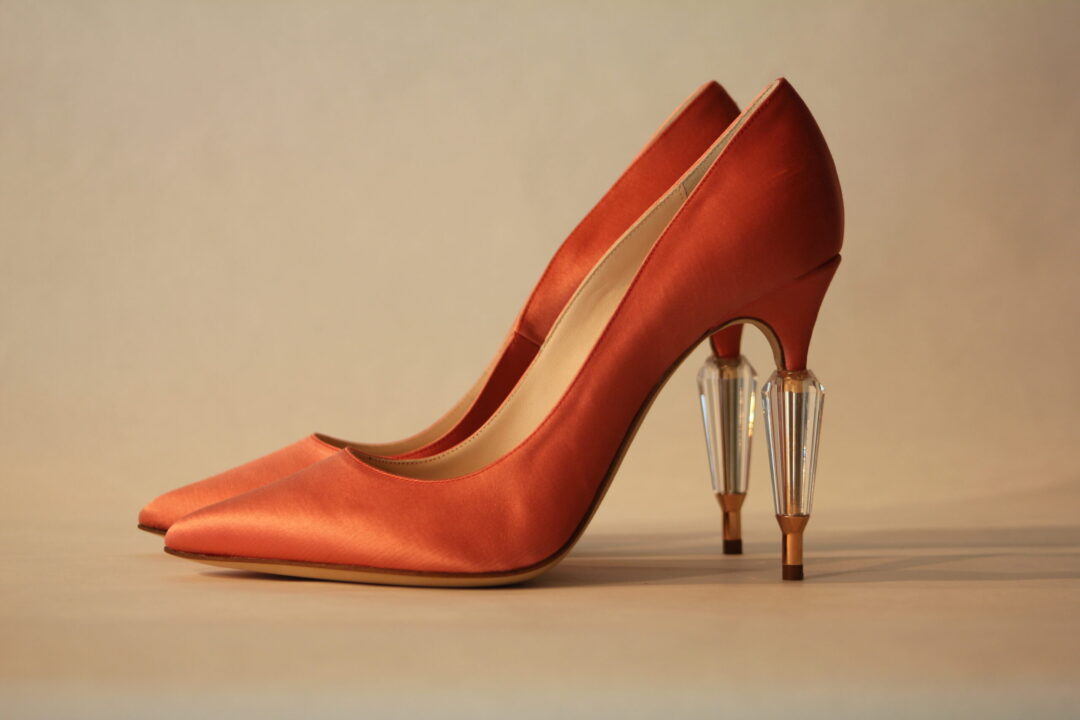 Pink Satin Pump Décolleté with 18K Rose Gold Heel